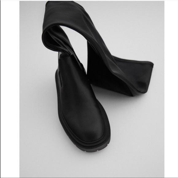 ZARA• over the knee stretch low heel boots - Picture 10 of 14